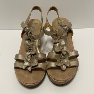BOC Born Women’s Size 8 Floral Wedge Cork Heel Open Toe Ankle Strap Sandals
